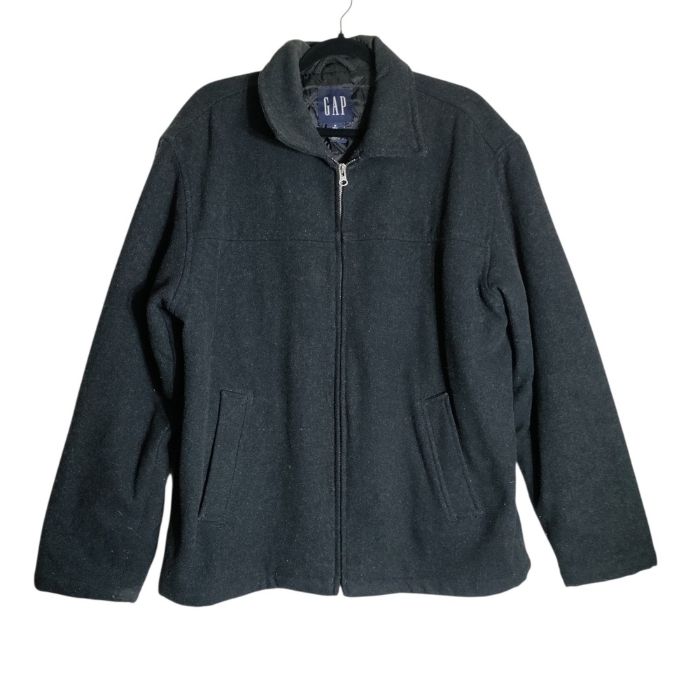 Gap Mens Black Recycled Wool Blend Full Zip Quilted Lined Jacket Size M